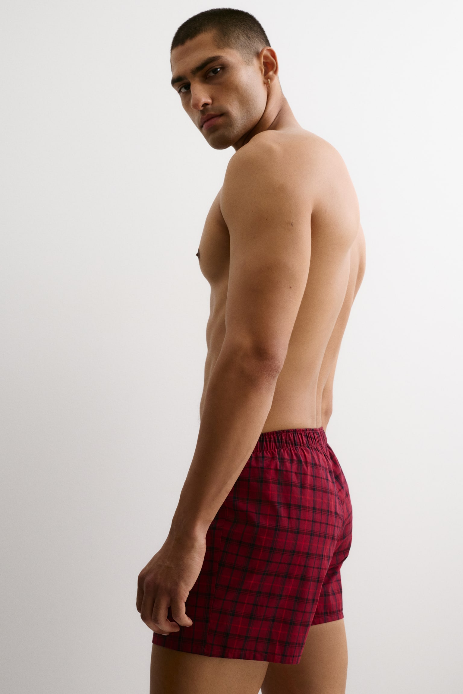 2-pack woven boxer shorts - Red/Checked/Black/White checked/Blue/Striped/Dark green/Checked/Brown/Checked - 4