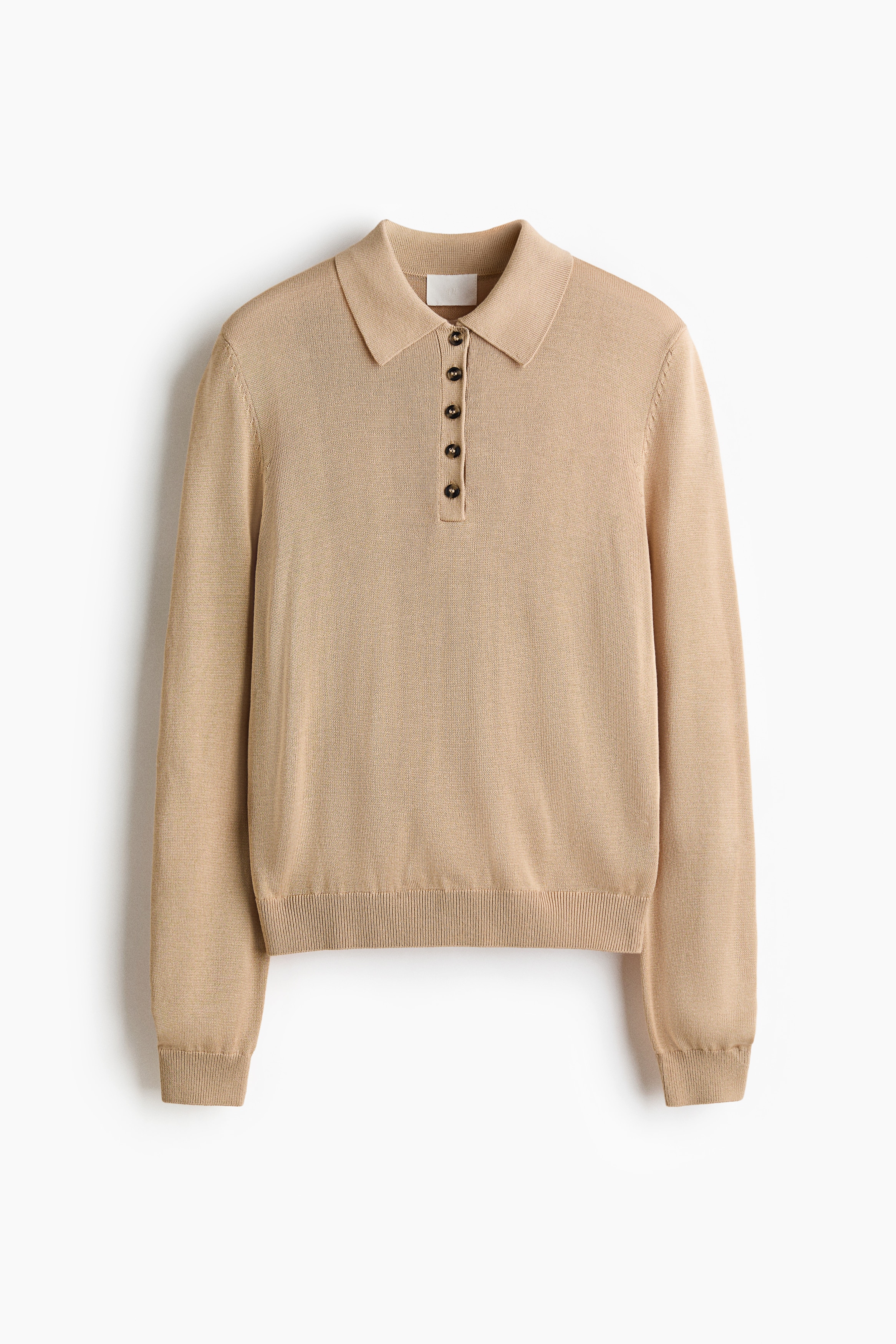 Fine-knit polo shirt - Beige