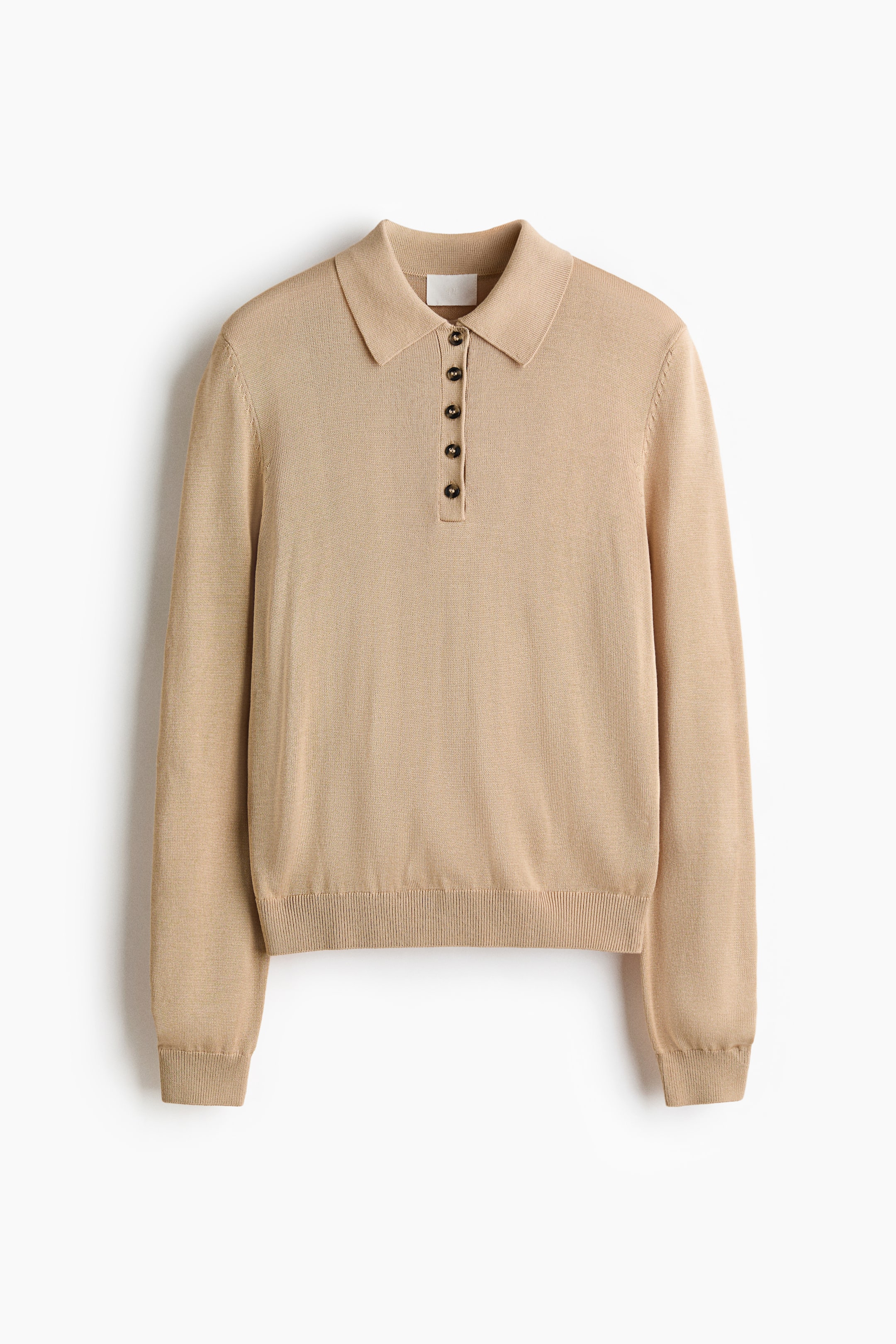 Xem ảnh lớn hơn: Áo polo dệt kim mịn - Beige - Ladies | H&M VN 4