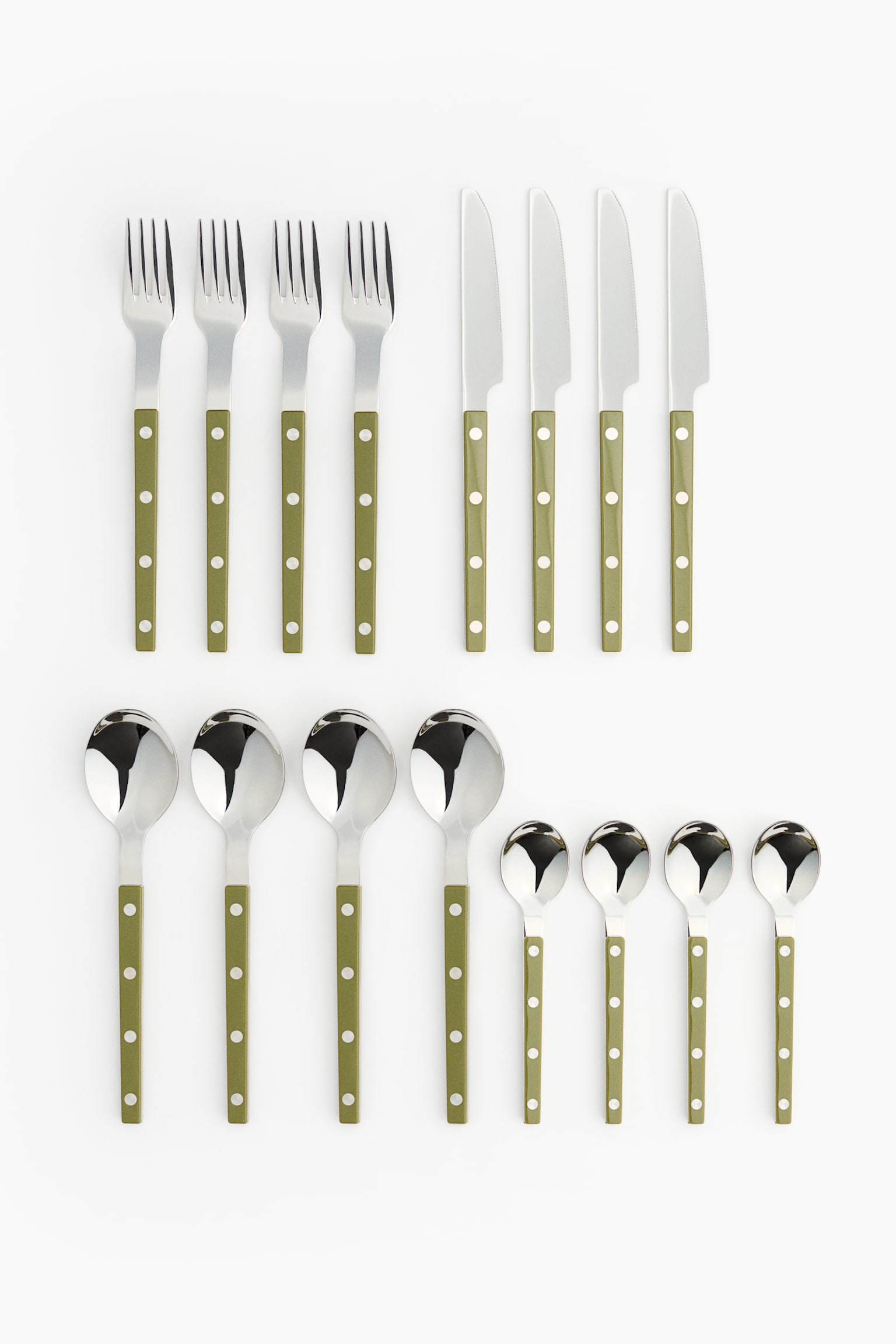 16-piece cutlery set - Olive green/Black/Red - 2