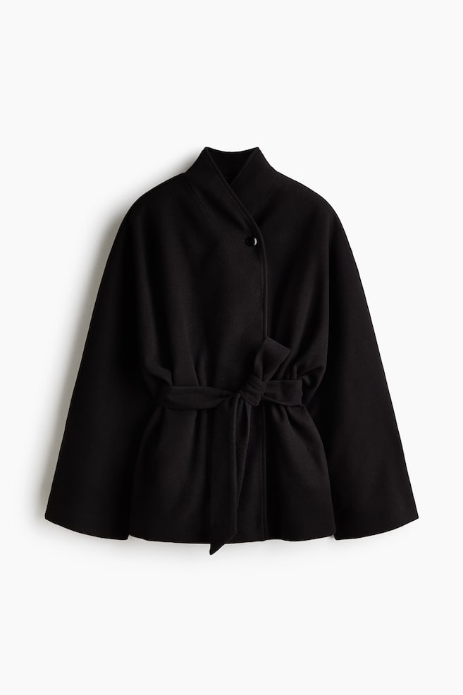 Oversized Felted Coat - Black/Dark taupe - 1