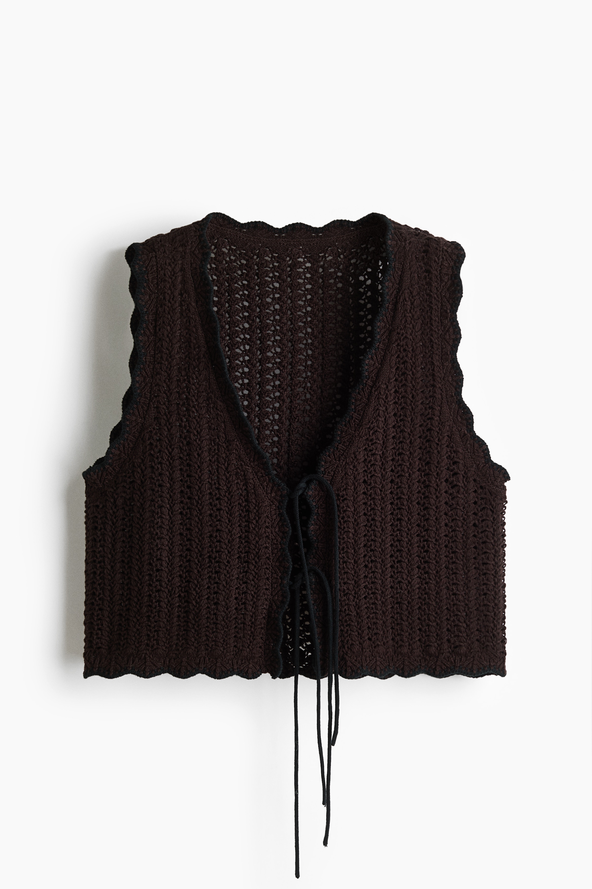 Crochet-look beach top - Dark brown