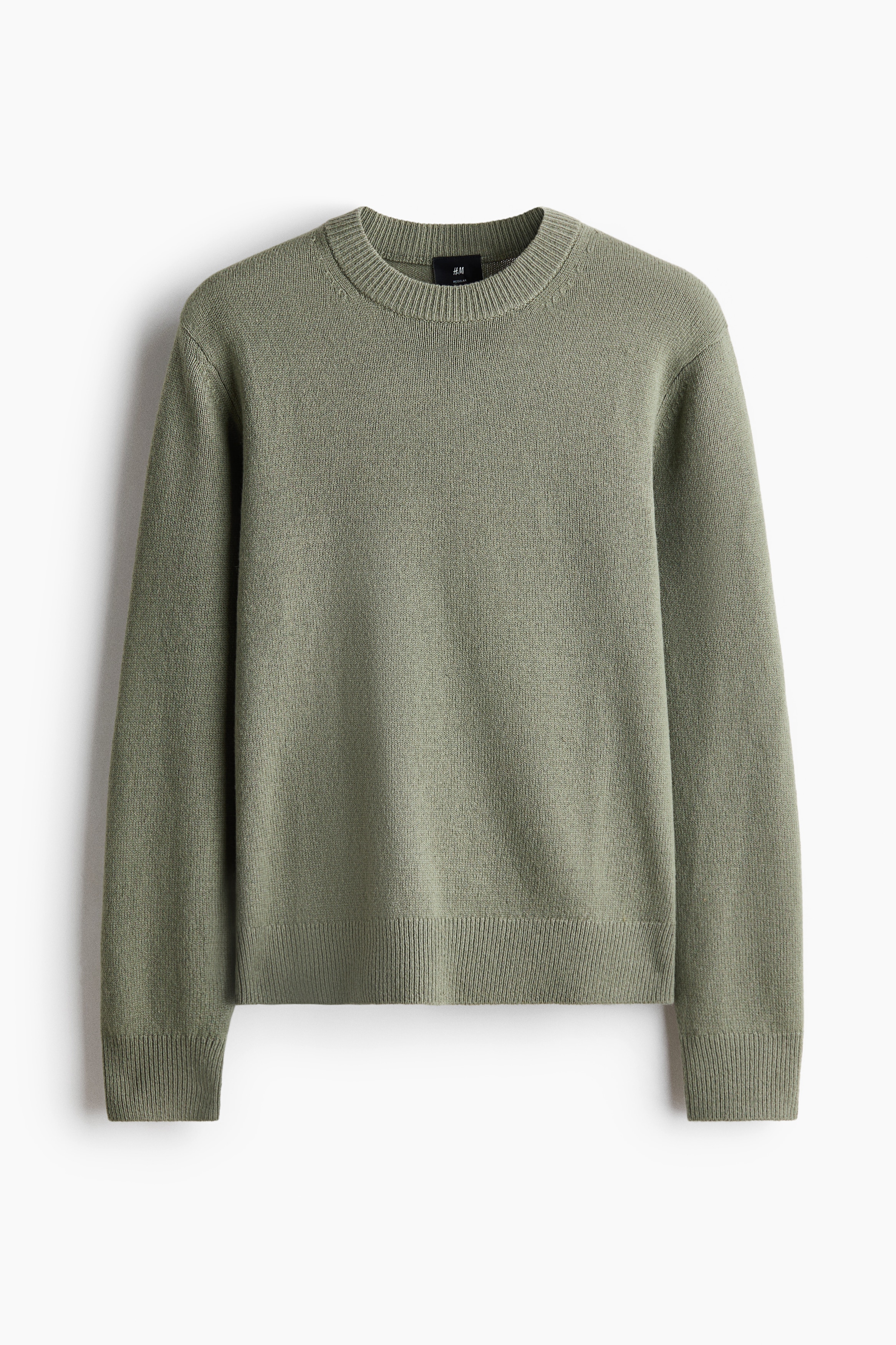 Wollpullover in Regular Fit - Mattgrün/Dunkelbraun/Graubraun/Mattblau