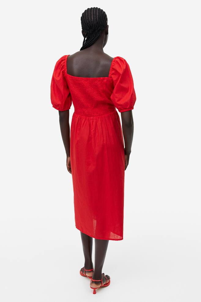 Linen-blend dress - Red/Blue/Striped/Greige - 3