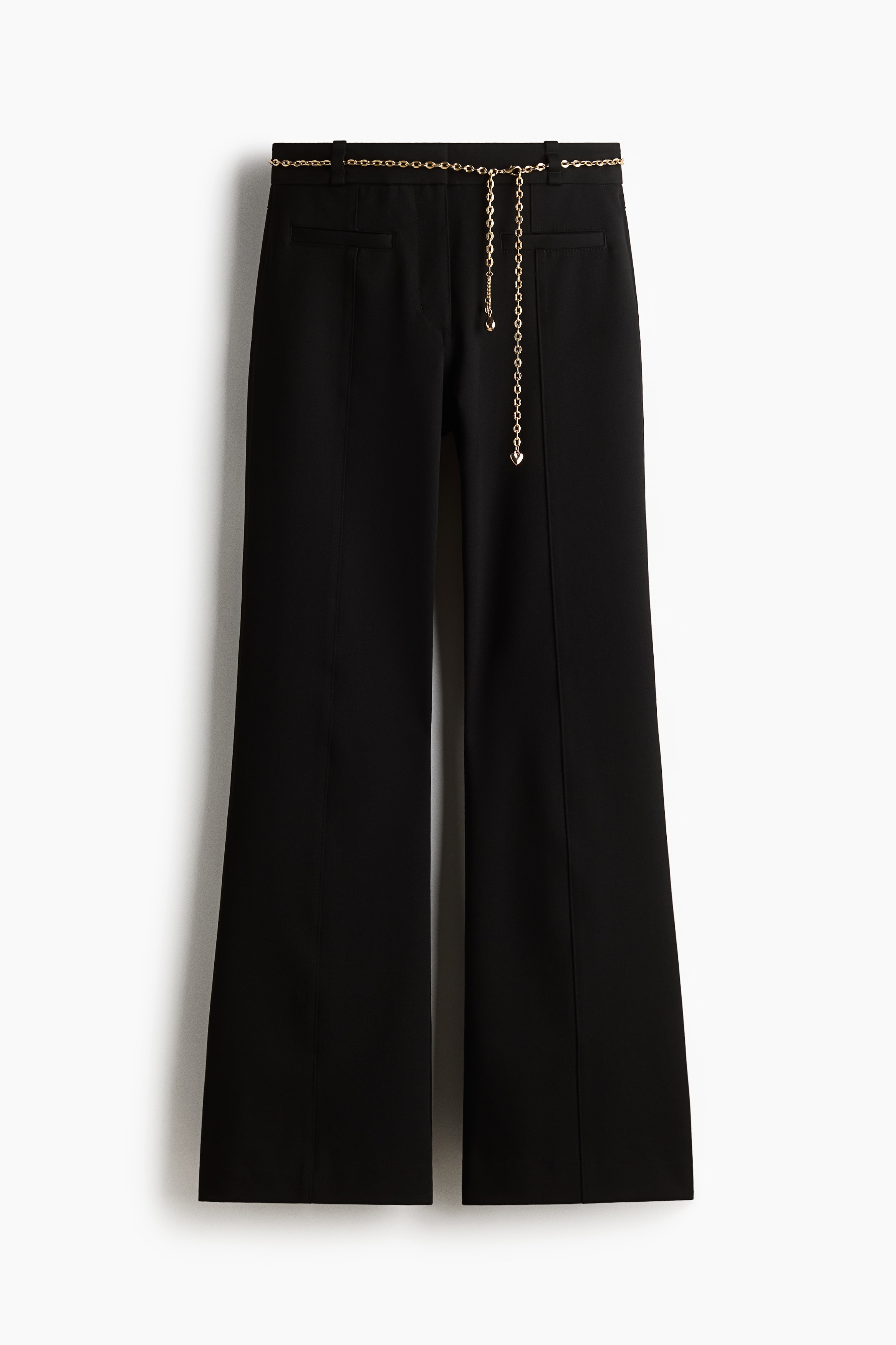 Pantaloni svasati con cintura a catenella - Nero