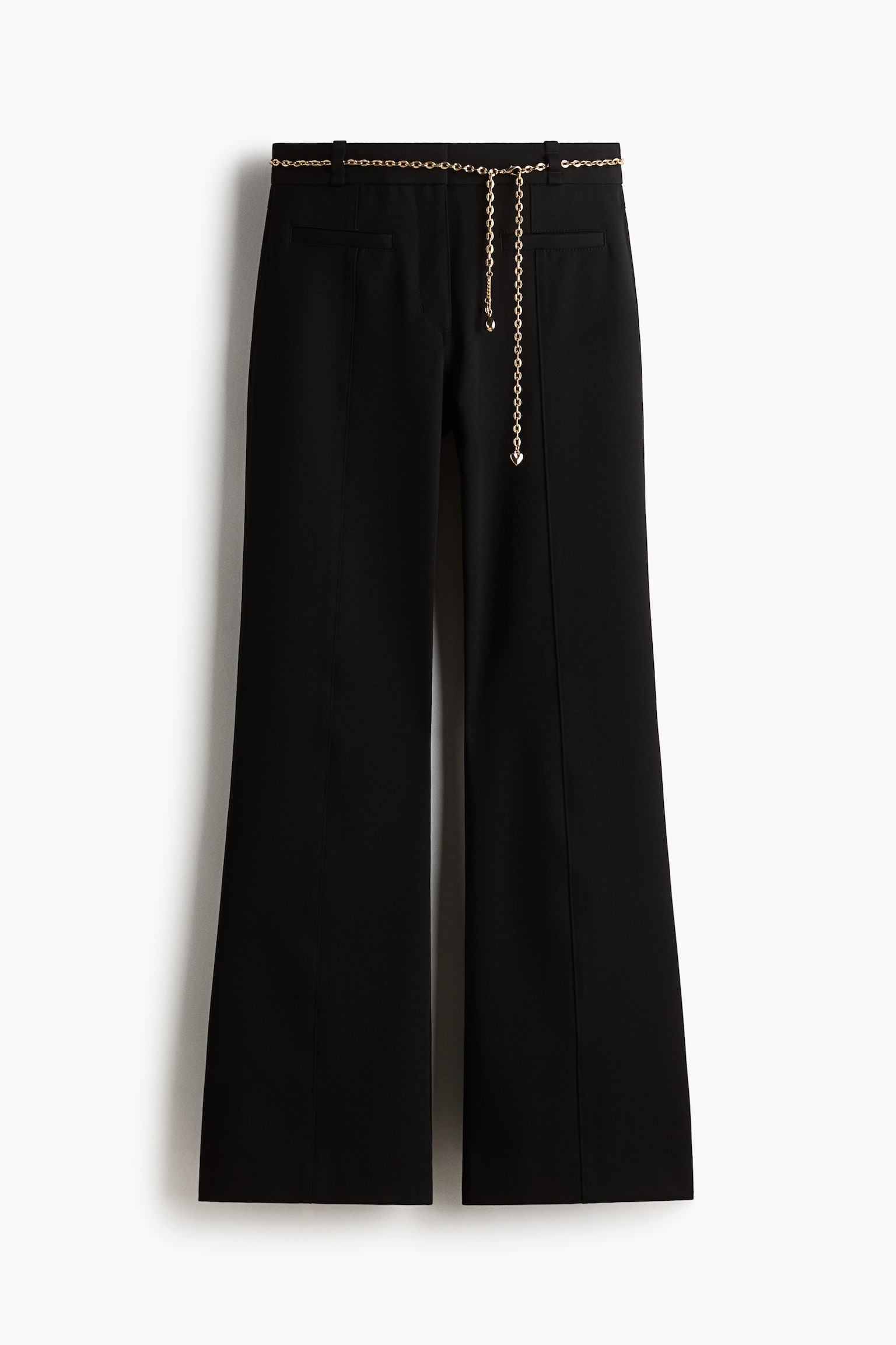 Chain-belt flared trousers - Black - 2
