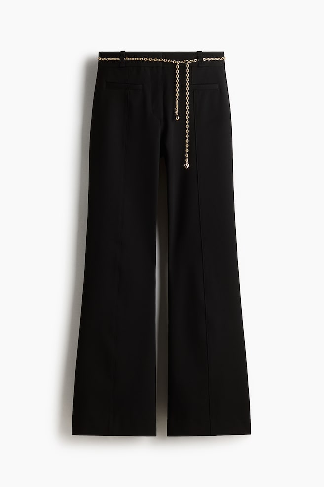 Chain-belt flared trousers - Black - 1