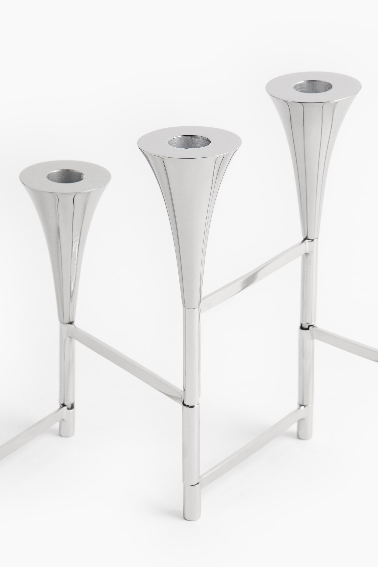 Foldable stainless steel candelabra - Silver-coloured - 4