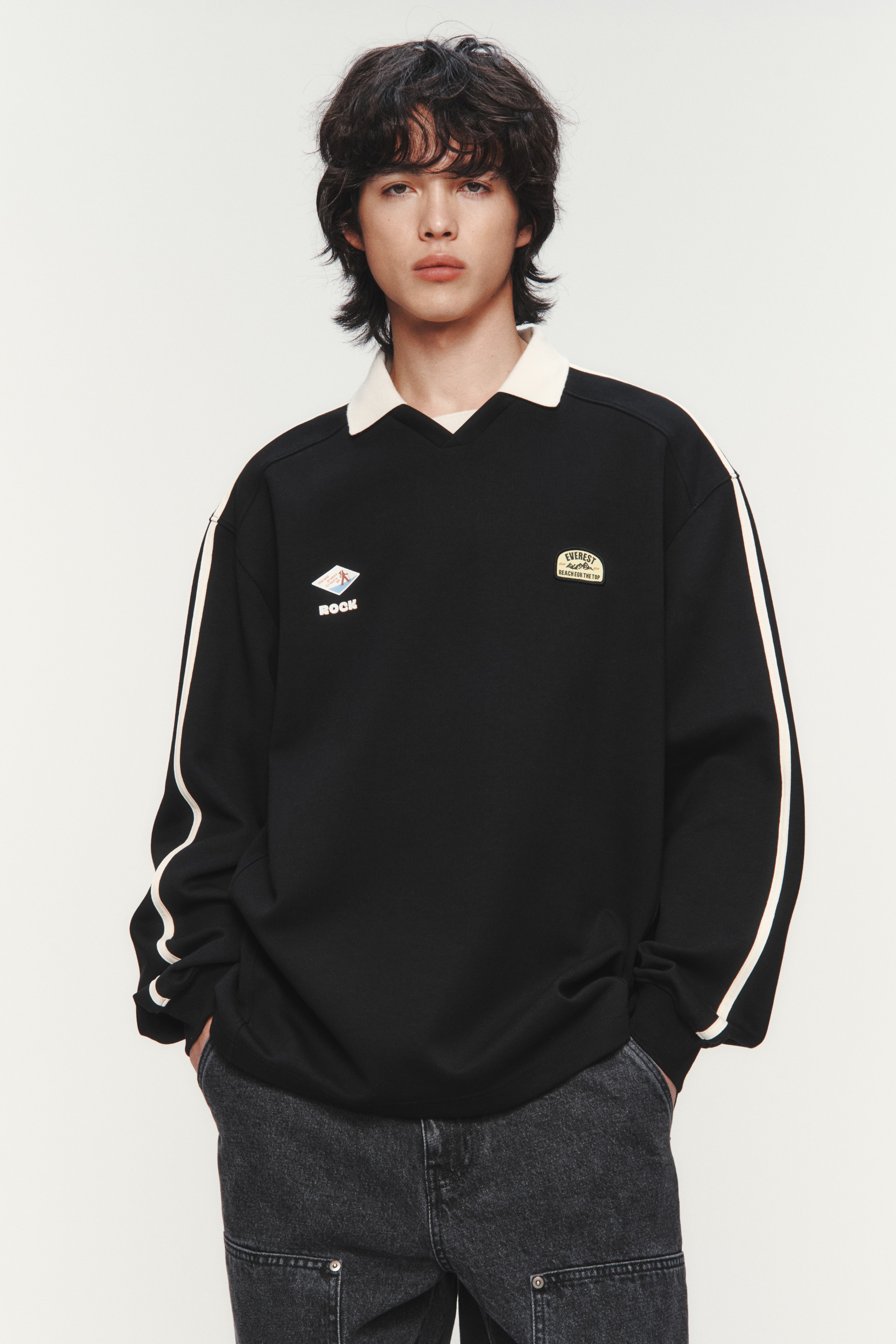 ルーズフィットポロシャツ - ブラック／Everest - Men | H&M JP