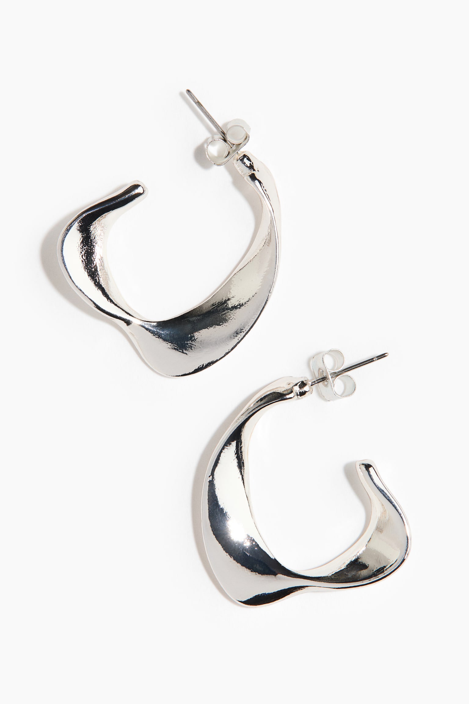 Женские серьги-кольца H&M, цвет: Серебряный — фото 4