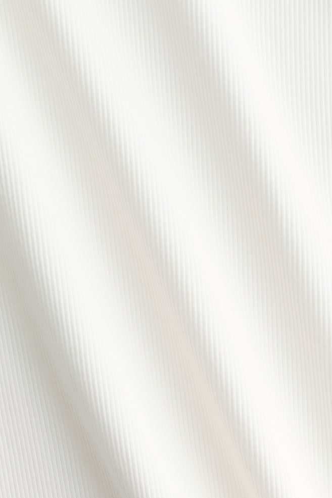 Ribbed V-Neck Tank Top - Cream/Dark brown/Light blue - 5
