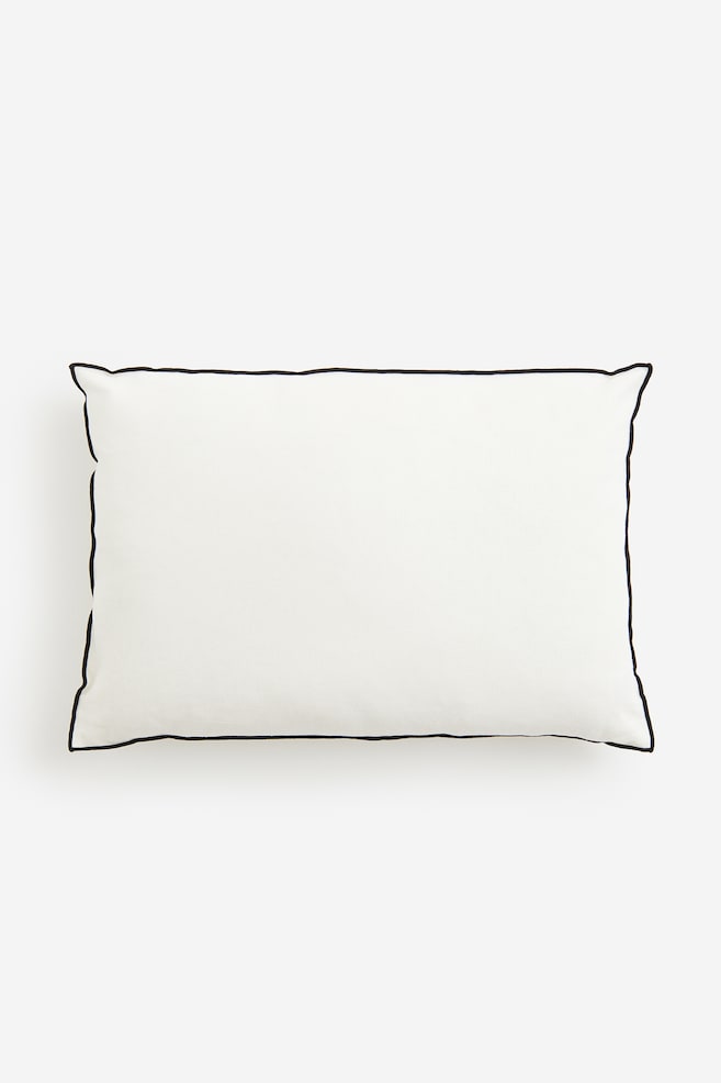 Linen-blend cushion cover - White - 1
