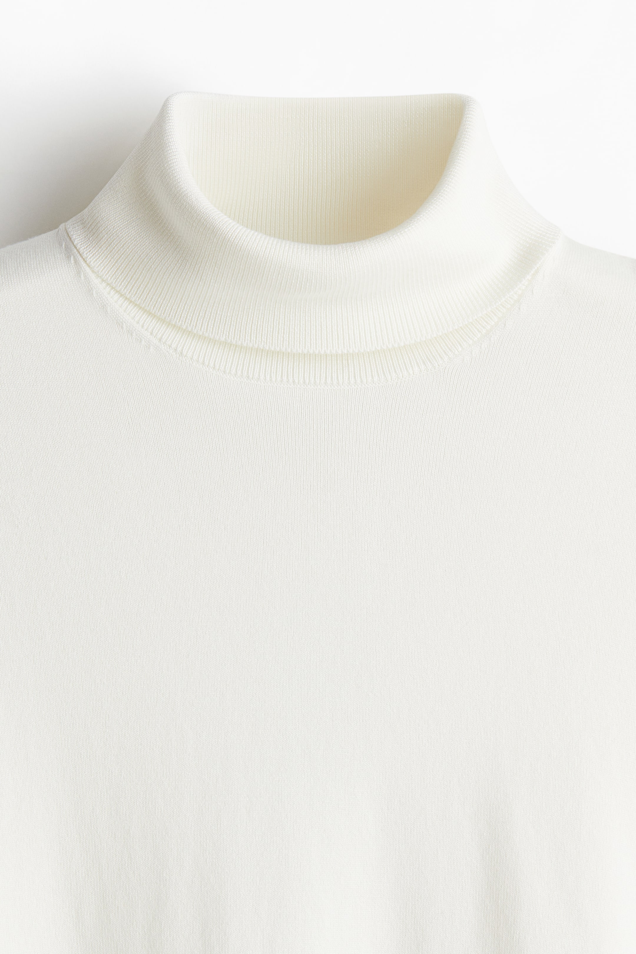 Slim Fit Fine-knit polo-neck jumper - White - Men | H&M GB 6