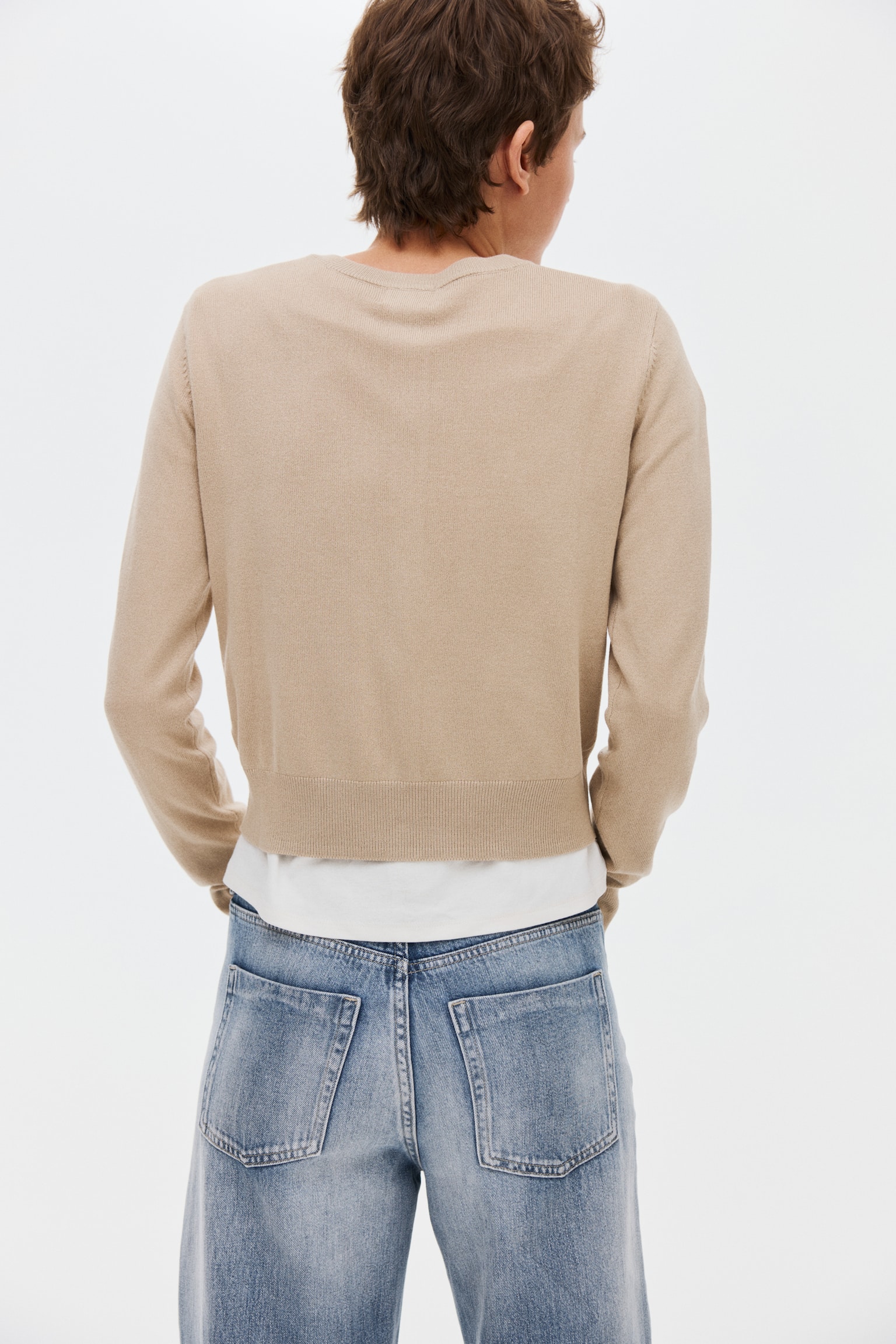 Feinstrick-Cardigan - Beige/Schwarz - 6