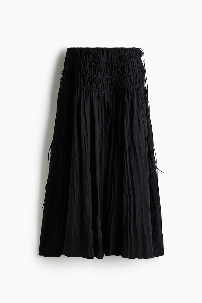 Crinkled drawstring skirt - Black - 1