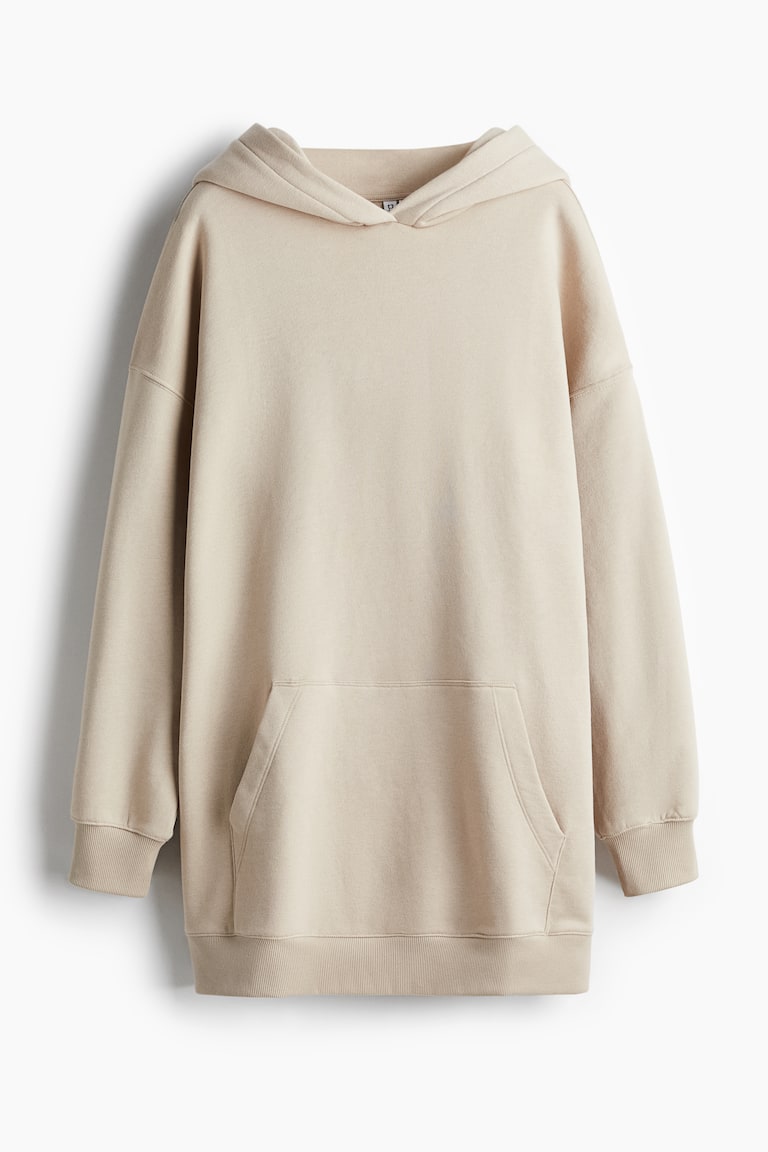 beige hoodie dress Samantha Cream Knit Hoodie Sleeveless Dress