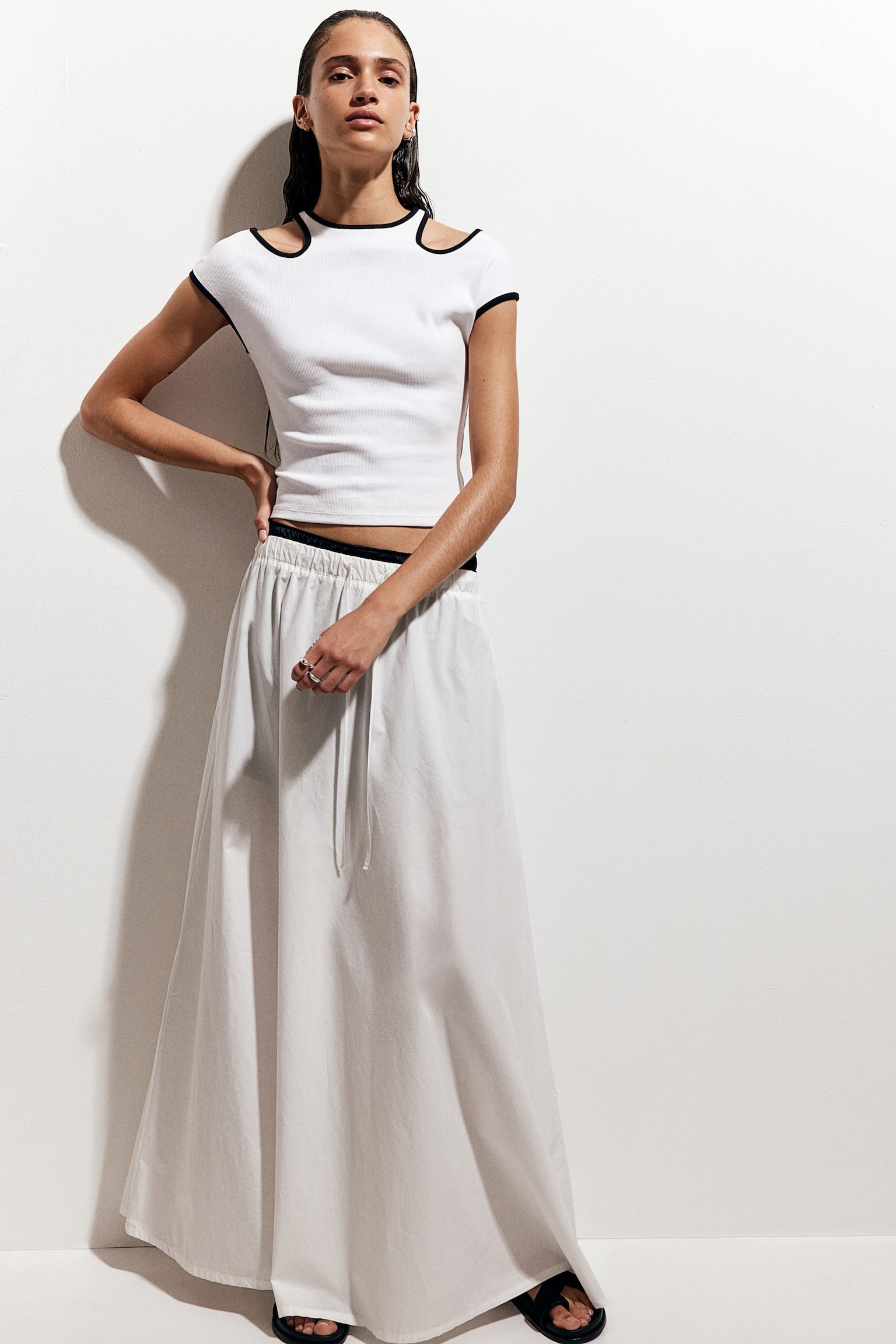 Cropped cut-out top - White - 5