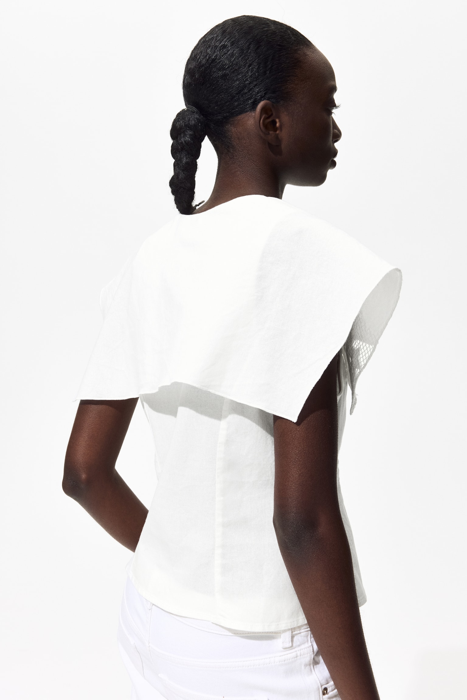 Sailor-collared broderie anglaise top - Ivory - 4