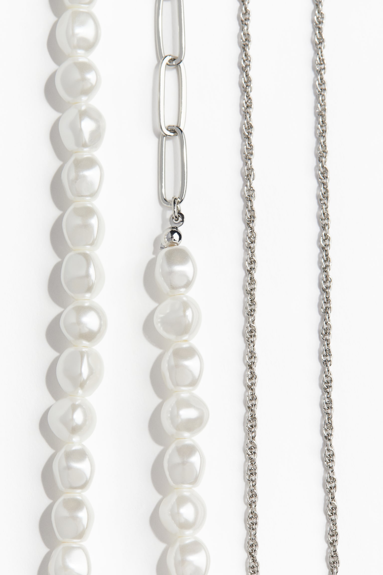 2-pack necklaces - Silver-coloured/Cream - 2