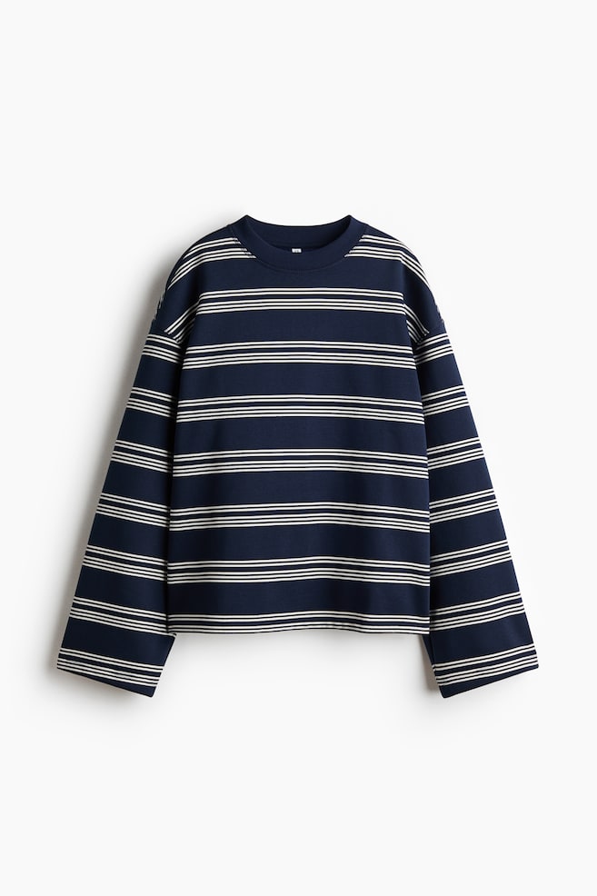 Oversize Sweatshirt - Koyu mavi/Beyaz/Koyu kahverengi/Çizgili/Açık gri kırçıllı/Çizgili - 1