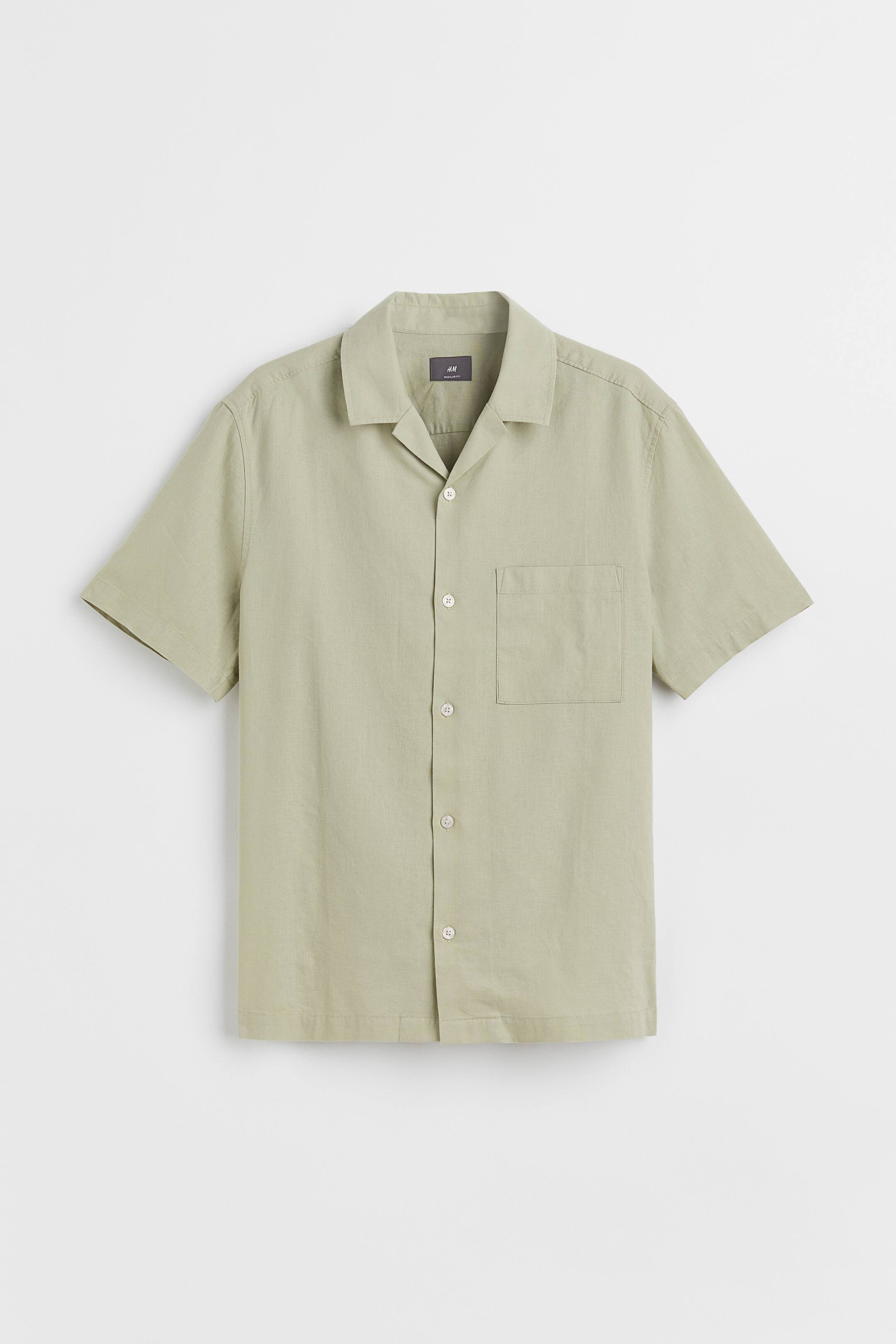 View larger image: Regular Fit Linen-blend shirt - Light khaki green - Men | H&M 1