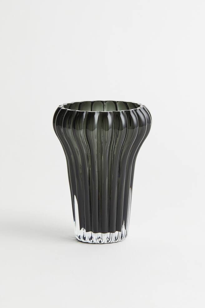 Lille riflet vase - Mørkegrå - 1