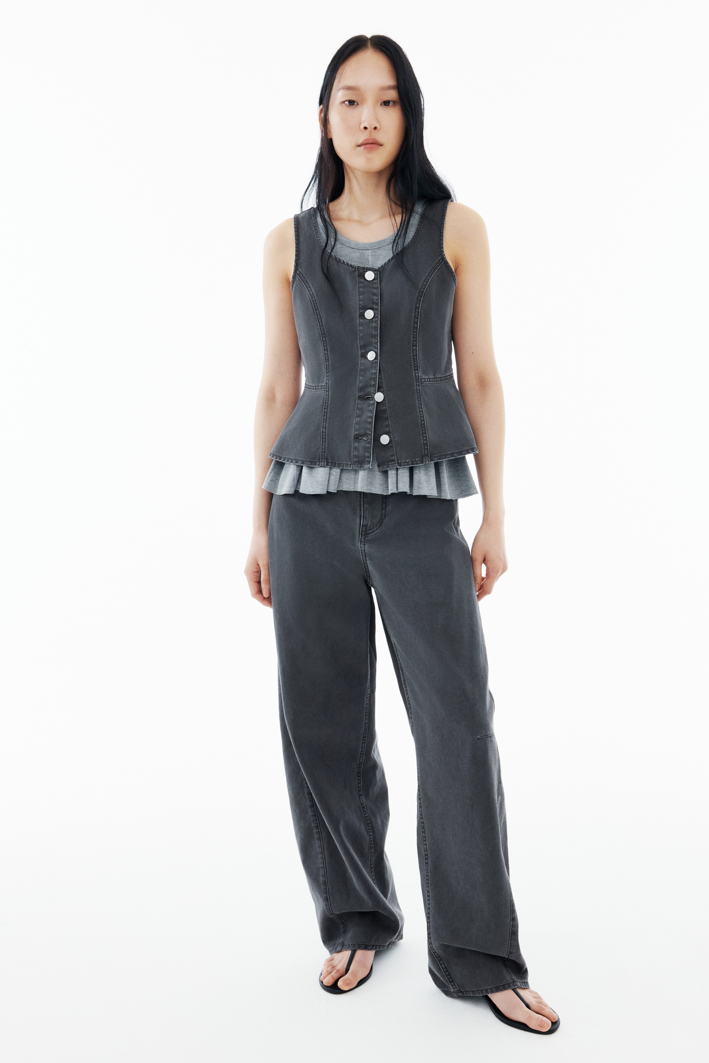 デニムベスト - ダークデニムグレー - レディース | H&M JP