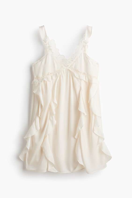 Женские платья H&M Flounced Lace-Trimmed Dress
