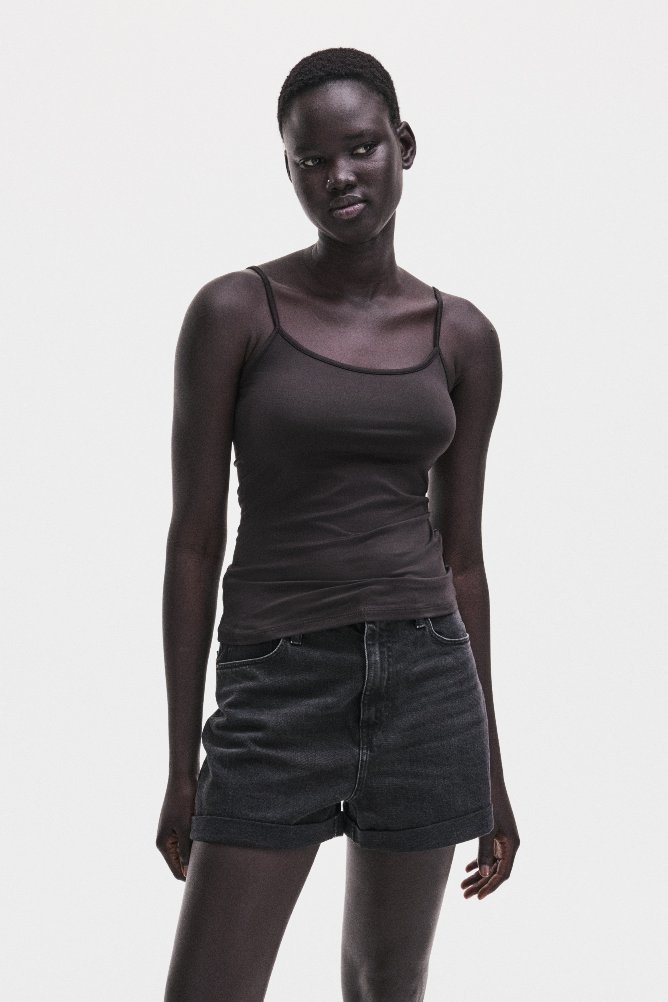 Microfiber Camisole Top - Dark brown/White/Dark taupe/Dark beige/Black