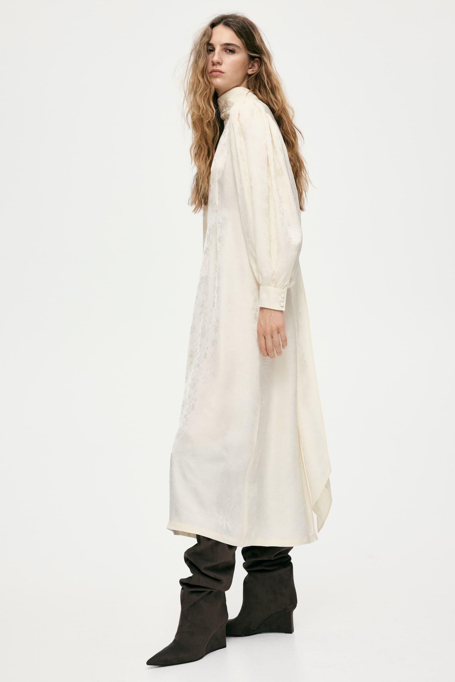 Tie-detail dress - Cream - 4