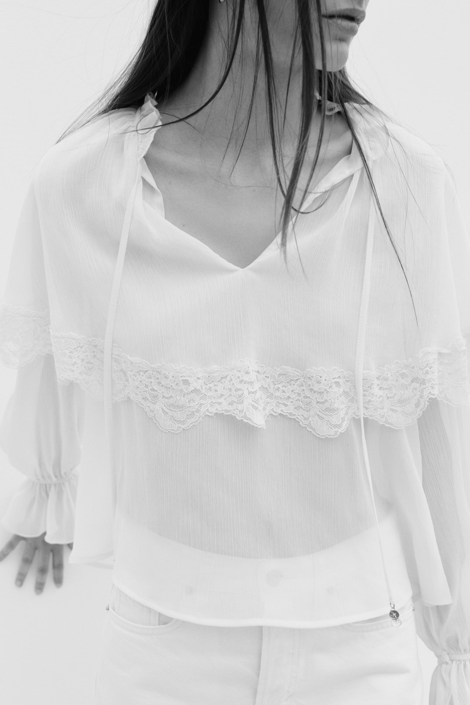 Женская блузка H&M Cape-Detail Blouse, цвет: Кремовый — фото 3