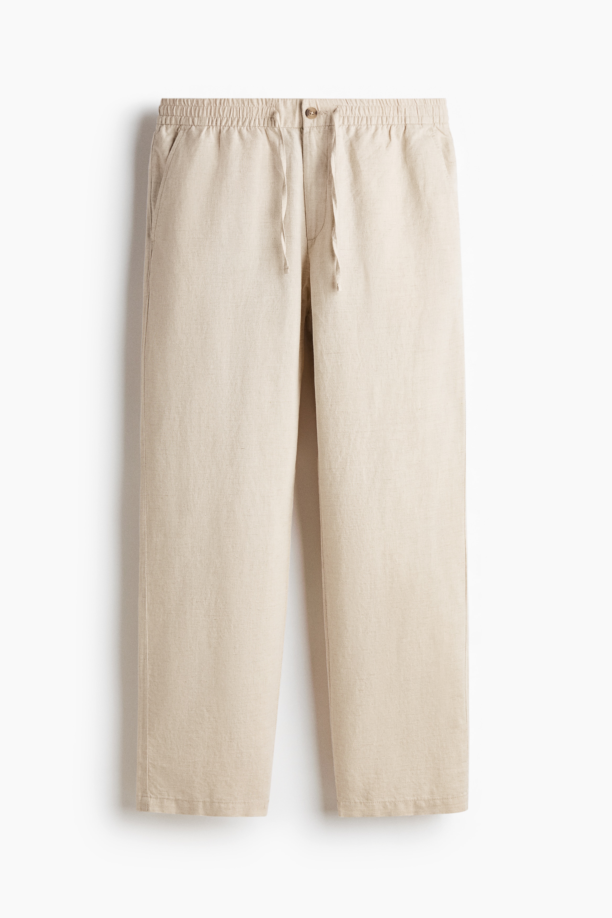 Regular Fit Linen-blend trousers - Light beige/White/Black