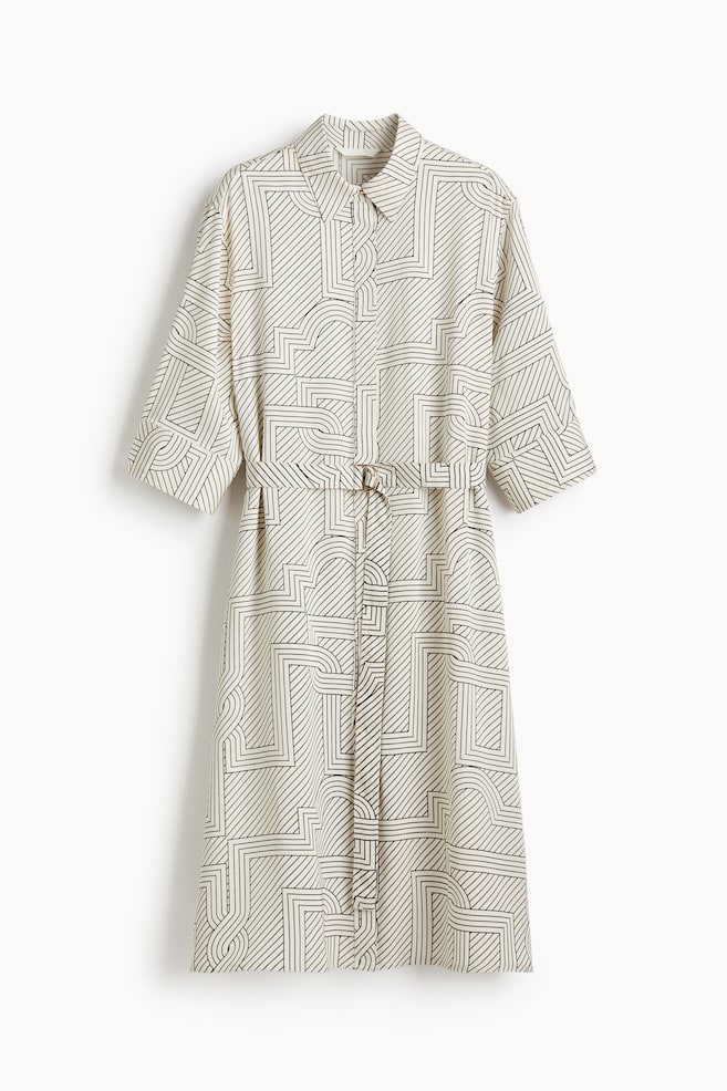 Robe chemise avec ceinture - Crème/motif - 1