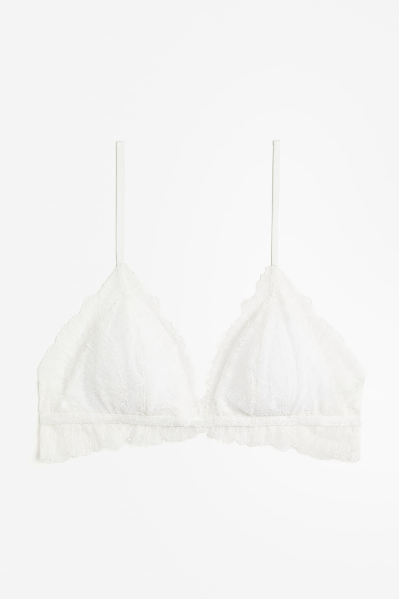 Padded lace soft bra - White/Black - 1