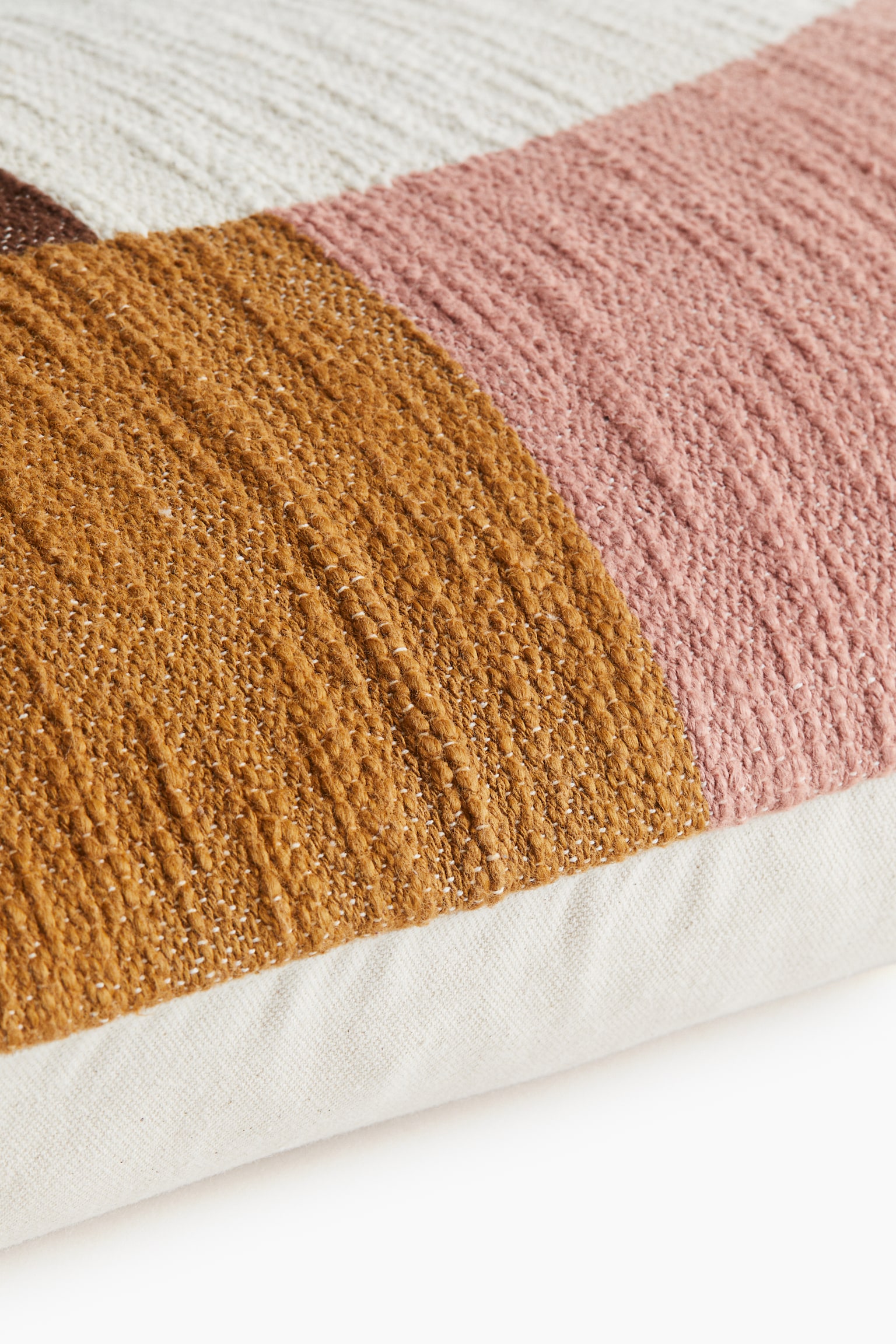 Block-coloured cotton cushion cover - Pink/Block-coloured