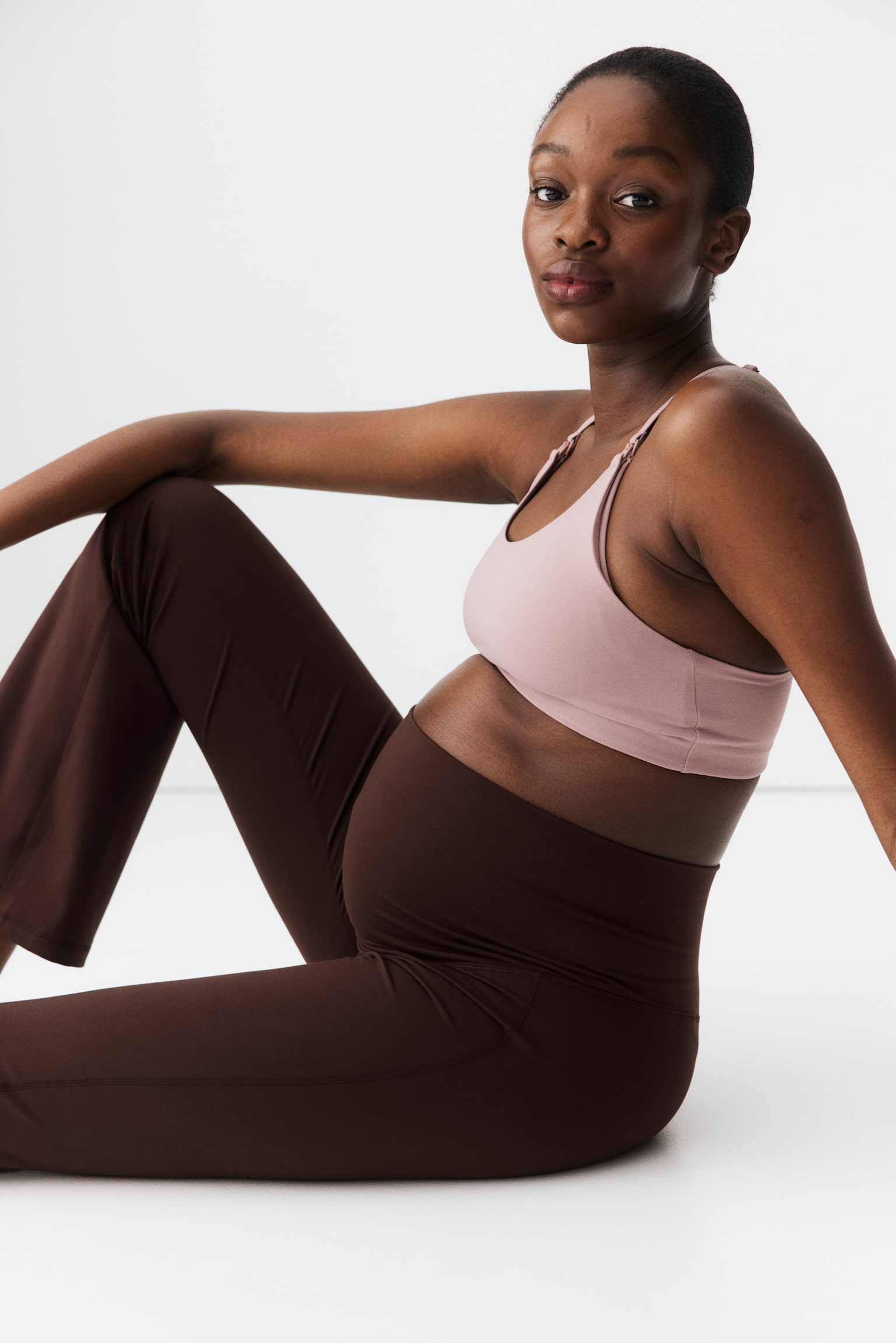 MAMA מכנסי טייץ ספורט מתרחבים SoftMove™‎ - חום חם/אפור כהה/שחור - 8