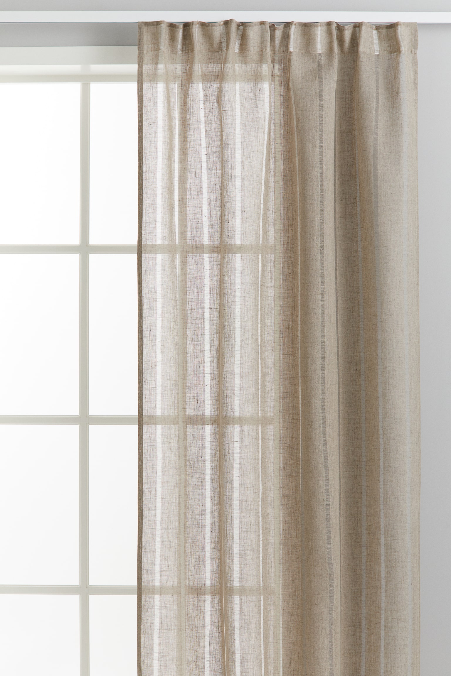 2-pack linen curtain lengths - Light beige/White - 1