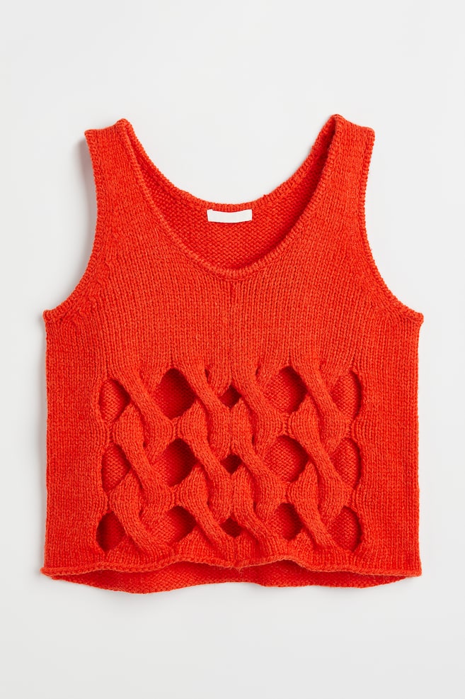 Knitted vest top - Bright red - 1