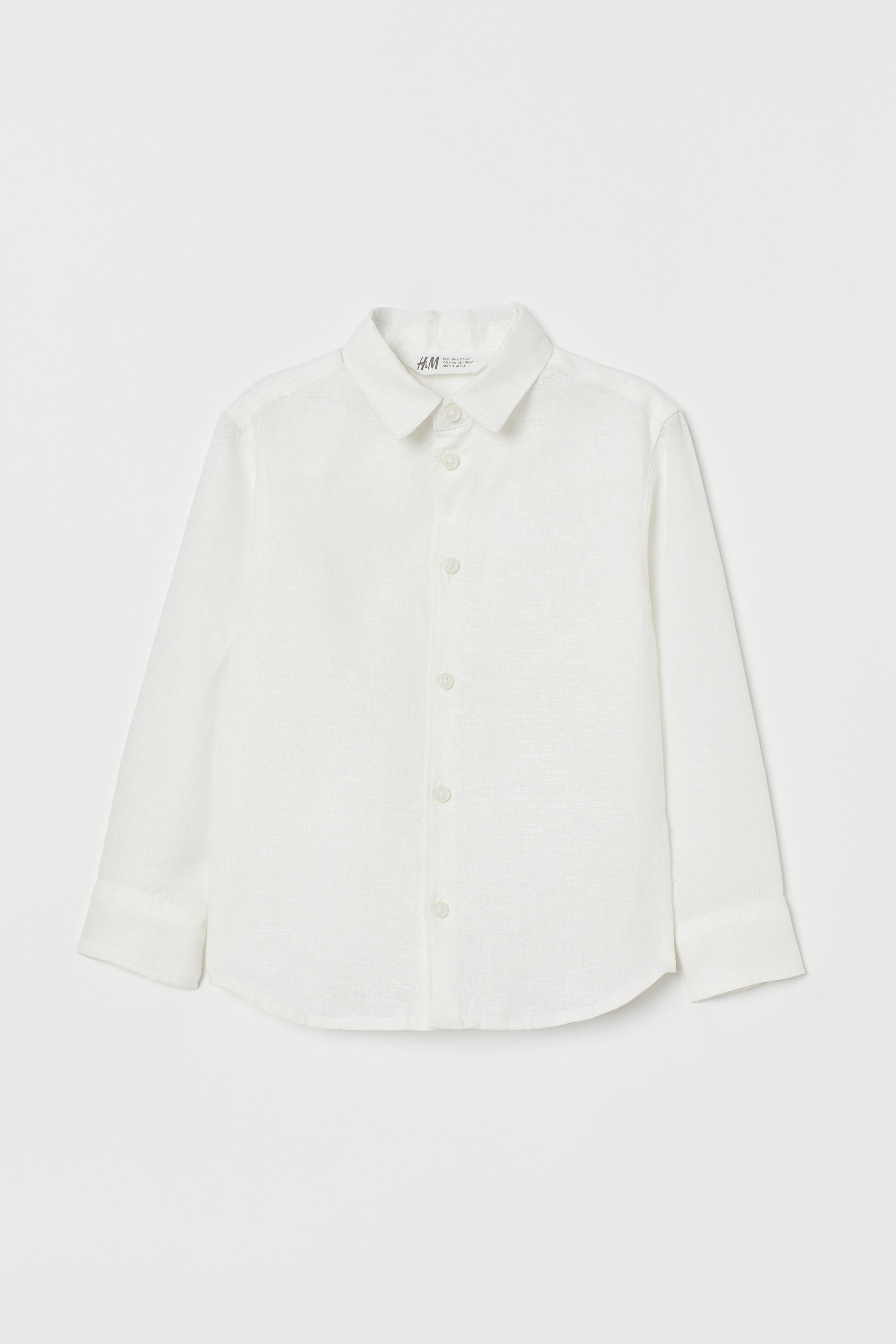 Linen Shirt - Long sleeve - White - Kids | H&M US