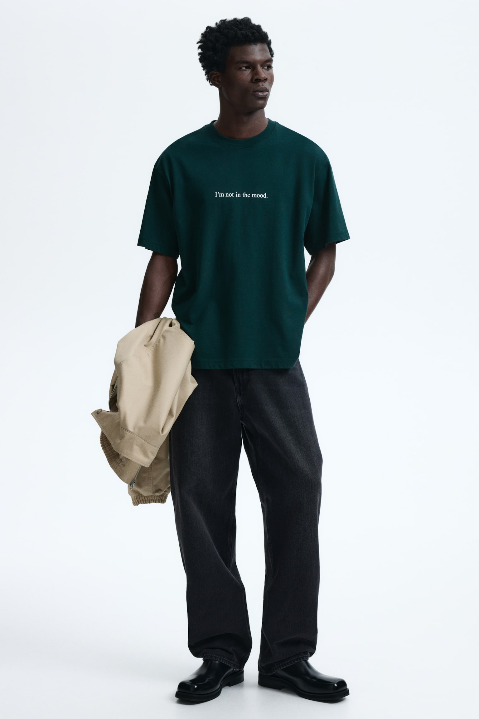 Loose Fit Printed T-shirt - Dark green/I'm Not In The Mood/Black/Lost Time/White/Watch party/Sage green/Angel Ridge/Plum purple/Orchards bookstore/Plum/Handle With Care/Light beige/Cat/White/Destined Beyond/White/Playa de Alcudia/Brown/Adapt/Blue/Light orange/Path of Nature/Blue/Still Water/White/Pasta/White/Frostbite Society/Light blue/Le Club Bleu/White/Greek Sardines/Light blue/Wickford Hills/Yellow/Enjoy the Present/Light blue/Vignaud/White/Cologne/Navy blue/Carmine LTD - 5