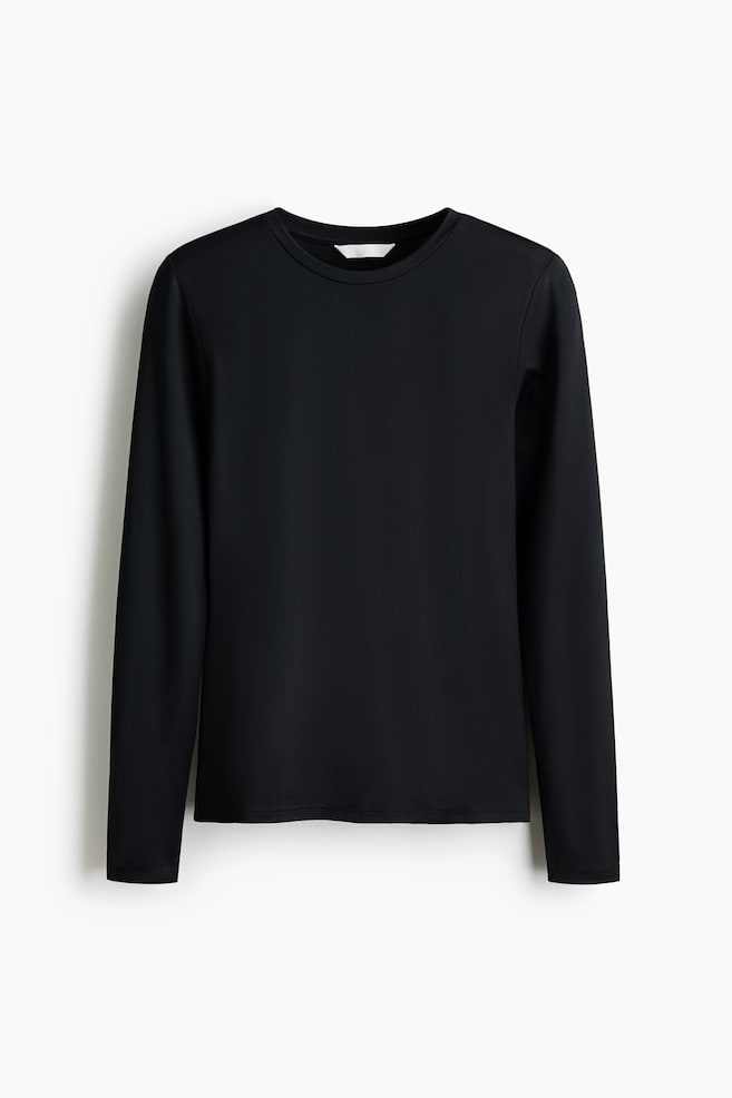 Maglia in microfibra con maniche lunghe - Nero/Viola polvere scuro/Greige scuro/Bianco/Talpa scuro/Grigio chiaro - 1