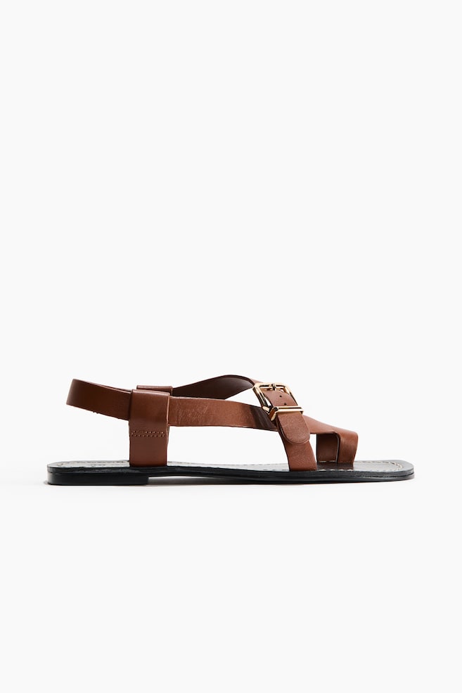 Sandales en cuir - Marron/Noir - 1