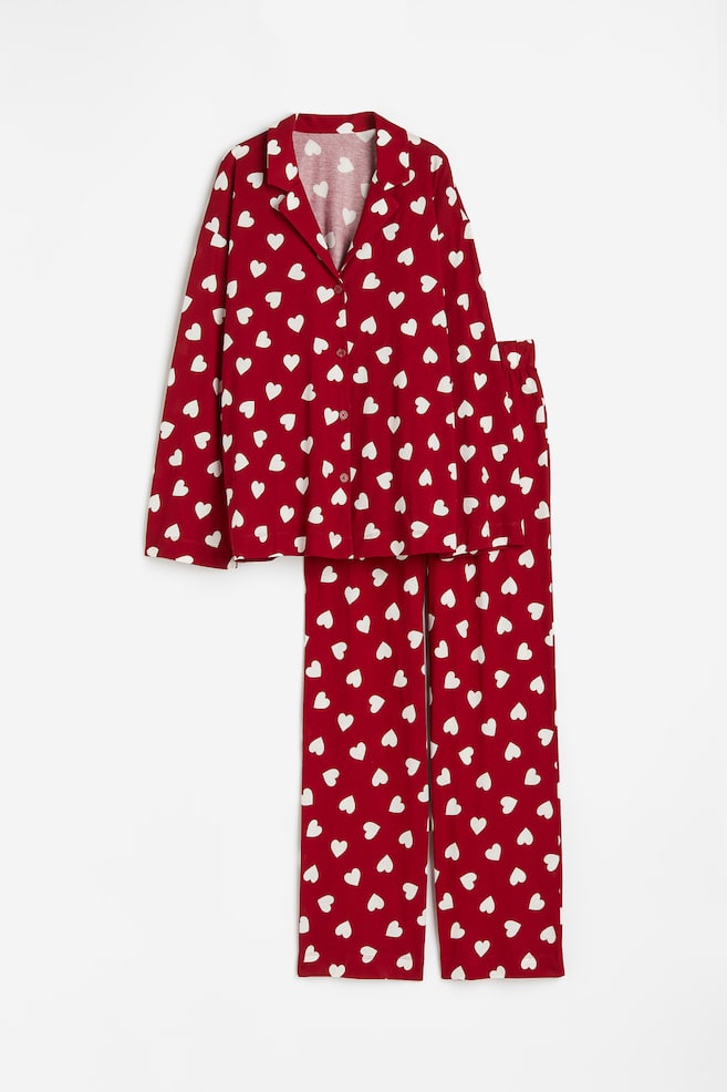 Patterned pyjamas - Dark red/Hearts - 1