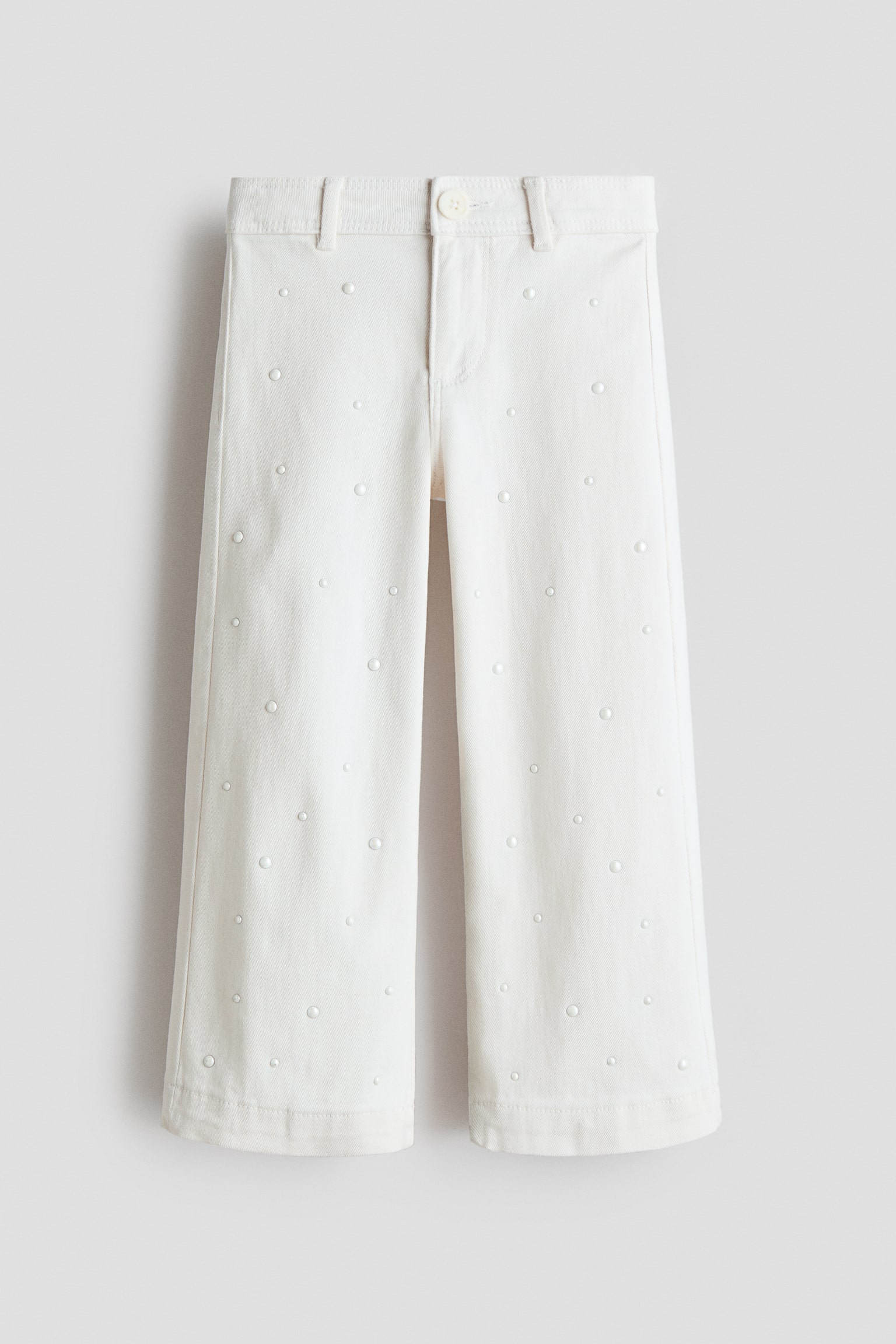 Pantalón acampanado con cuentas - Blanco