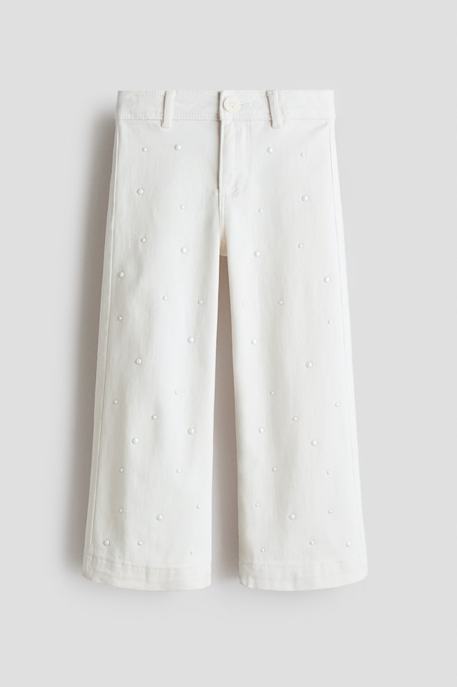 Pantalón acampanado con cuentas - Blanco - 1