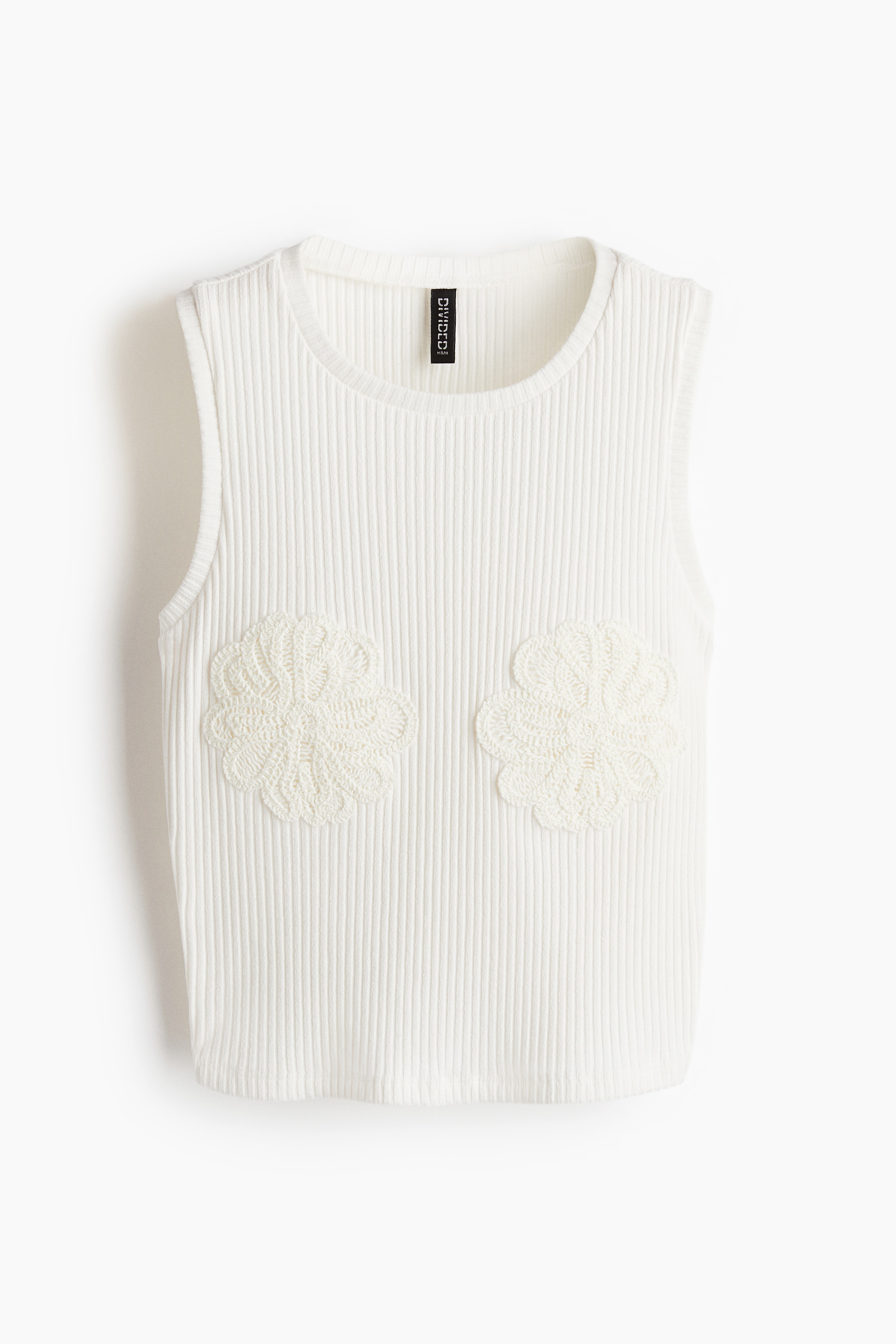 Appliquéd Cropped Tank - White/Black/White
