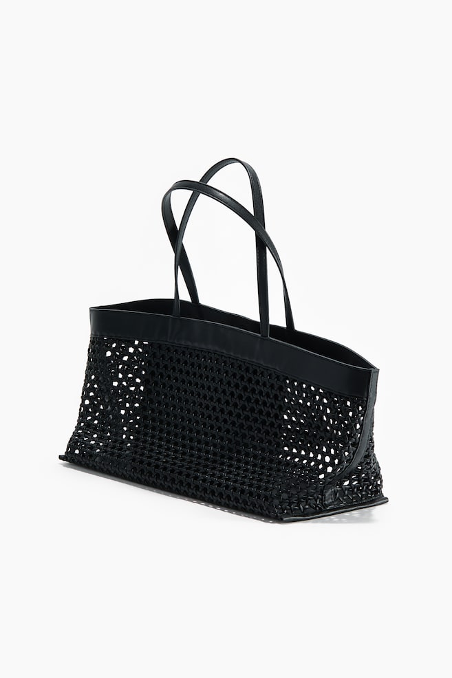 Lattice-Weave Shopper - Black - 1