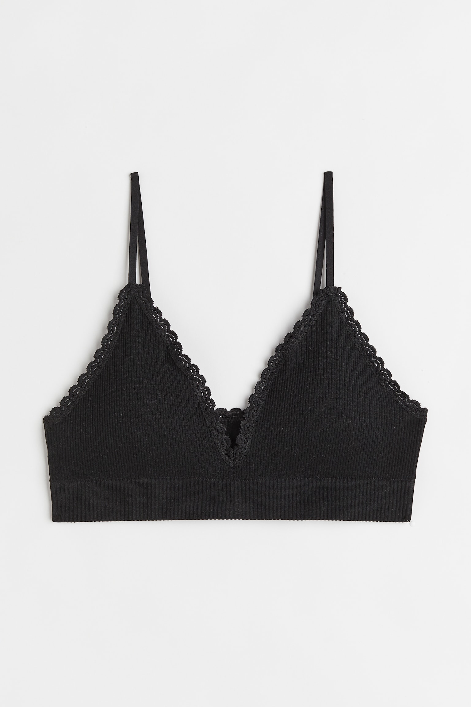 Seamless Padded Jersey Bra - Black - 1