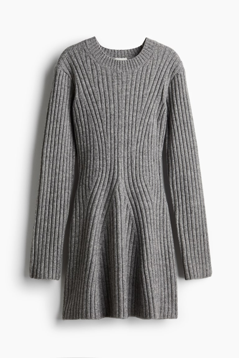 HLT Cotton Striped 吸いつけ Ribbed Knit Dress 