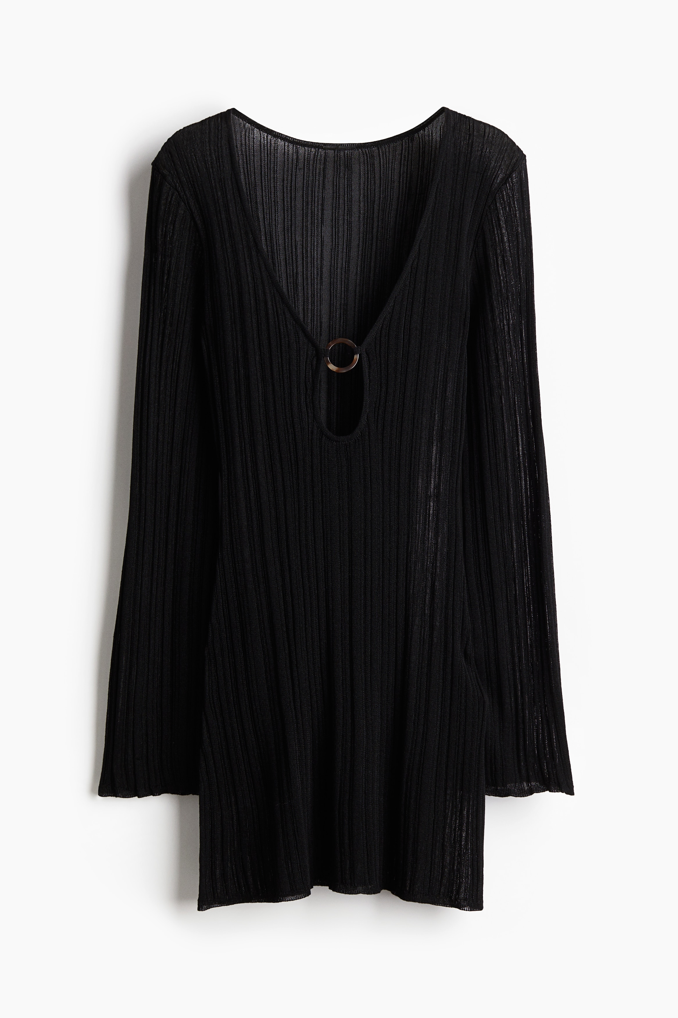 Rib knit Beach Dress - Black/Blue